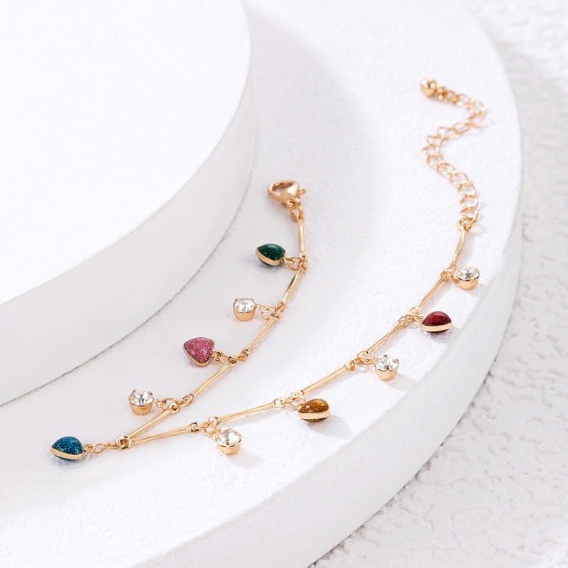 ToconaBloane de gleznă colorate cu stras pentru femei, lanț pentru picioare de perle de lux, sandale desculțe, bijuterii boeme ajustabile Gift21539