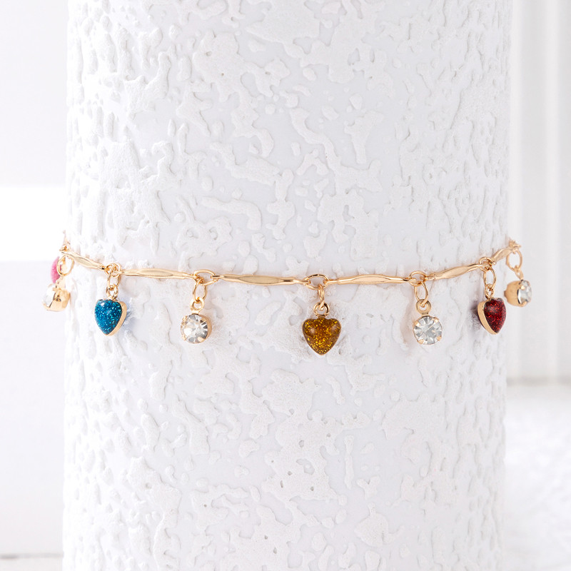 ToconaBloane de gleznă colorate cu stras pentru femei, lanț pentru picioare de perle de lux, sandale desculțe, bijuterii boeme ajustabile Gift21539