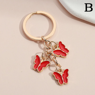 Breloc drăguț cu fluture colorat breloc metal cu animale zburătoare brelocuri pentru femei fete accesoriu geantă bijuterii lucrate manual