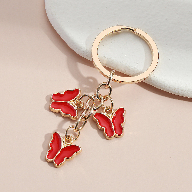 Breloc drăguț cu fluture colorat breloc metal cu animale zburătoare brelocuri pentru femei fete accesoriu geantă bijuterii lucrate manual