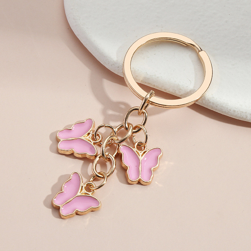 Breloc drăguț cu fluture colorat breloc metal cu animale zburătoare brelocuri pentru femei fete accesoriu geantă bijuterii lucrate manual