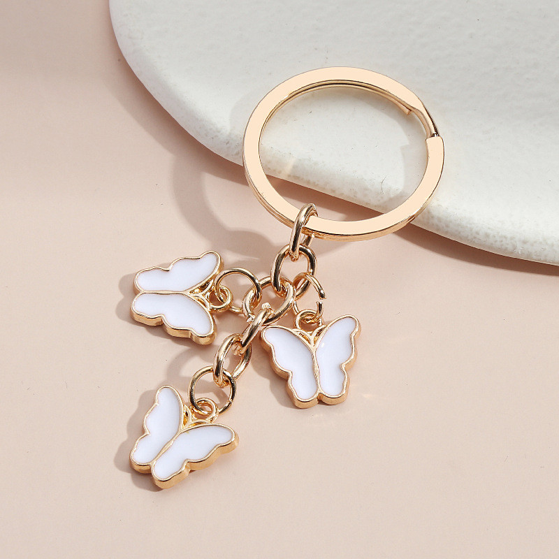 Breloc drăguț cu fluture colorat breloc metal cu animale zburătoare brelocuri pentru femei fete accesoriu geantă bijuterii lucrate manual