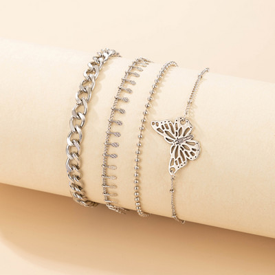 Tocona 4 buc/seturi Pretty Butterfly glezna pentru femei Noua moda Lanț gros din aliaj Bijuterii boeme reglabile 18867