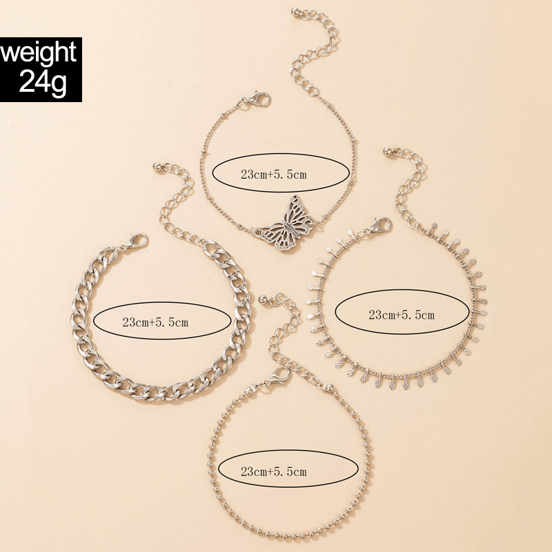Tocona 4 buc/seturi Pretty Butterfly glezna pentru femei Noua moda Lanț gros din aliaj Bijuterii boeme reglabile 18867