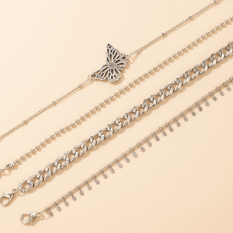 Tocona 4 buc/seturi Pretty Butterfly glezna pentru femei Noua moda Lanț gros din aliaj Bijuterii boeme reglabile 18867