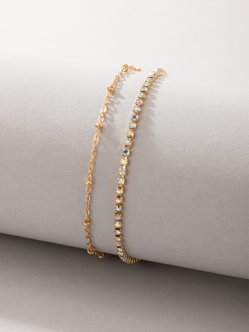 Tocona Cristal de lux Piatră de culoare argintie Lanț pentru picioare pentru femei Brelocuri aliaj metalic reglabil Accesorii de bijuterii de vară w-62