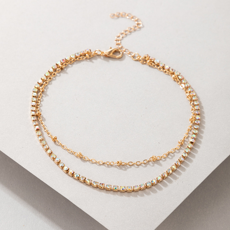 Tocona Cristal de lux Piatră de culoare argintie Lanț pentru picioare pentru femei Brelocuri aliaj metalic reglabil Accesorii de bijuterii de vară w-62