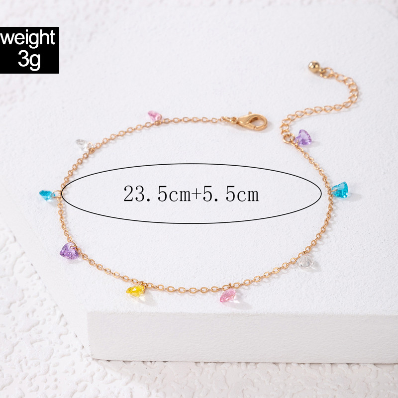 Tocona Lanț pentru picioare de piatră de cristal colorat, perle elegantă, glezne reglabile, realizate manual pentru femei, set de bijuterii boeme 21862