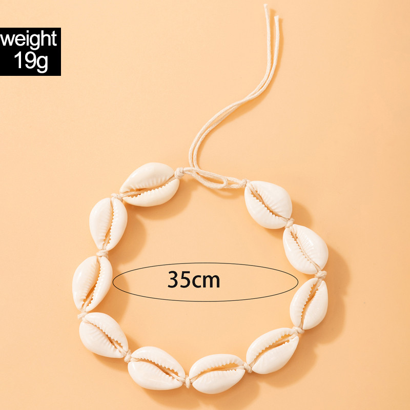 Tocona Bohemian Shell Jednovrstvové náramky na členok pre ženy Jednoduché ručne vyrobené tkané nastaviteľné retiazky na nohy Plážové párty šperky 21068