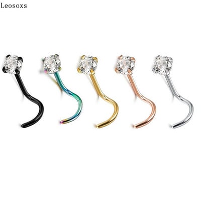 Leosoxs 1 bucată de vânzare fierbinte din oțel inoxidabil în formă de L unghii pentru nas inel cu șapte forme pentru nas tijă curbată bijuterii piercing