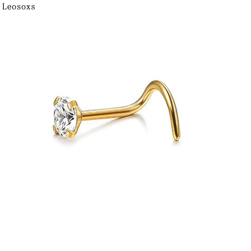 Leosoxs 1 bucată de vânzare fierbinte din oțel inoxidabil în formă de L unghii pentru nas inel cu șapte forme pentru nas tijă curbată bijuterii piercing
