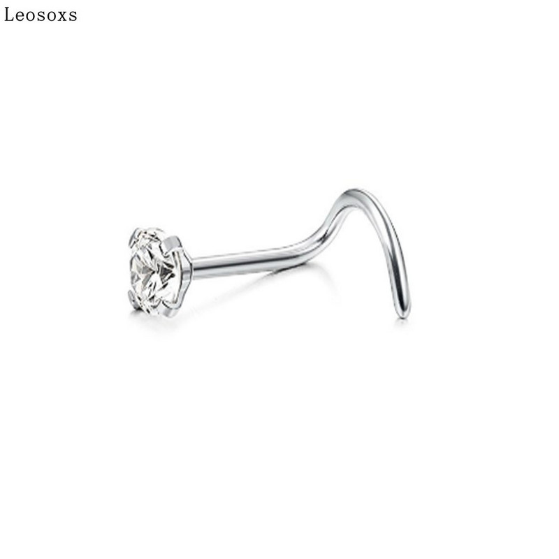 Leosoxs 1 bucată de vânzare fierbinte din oțel inoxidabil în formă de L unghii pentru nas inel cu șapte forme pentru nas tijă curbată bijuterii piercing