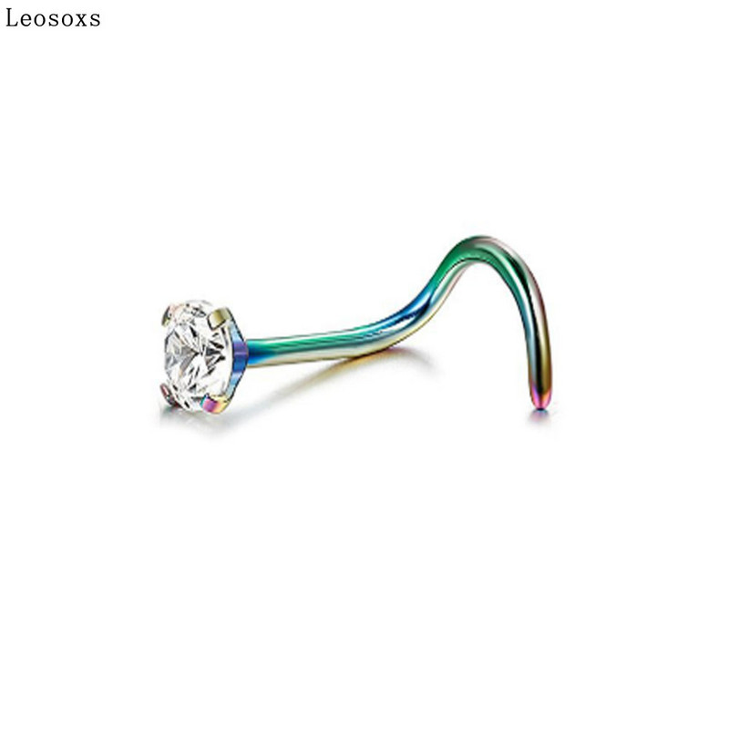 Leosoxs 1 bucată de vânzare fierbinte din oțel inoxidabil în formă de L unghii pentru nas inel cu șapte forme pentru nas tijă curbată bijuterii piercing