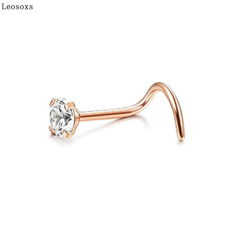 Leosoxs 1 bucată de vânzare fierbinte din oțel inoxidabil în formă de L unghii pentru nas inel cu șapte forme pentru nas tijă curbată bijuterii piercing