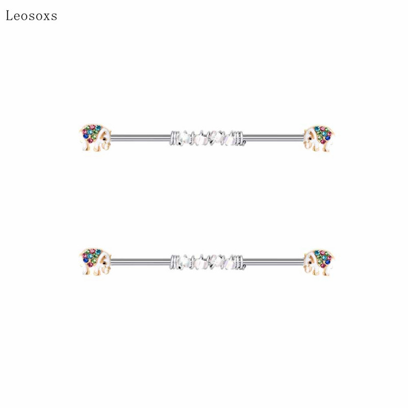 Leosoxs 2 buc. Bijuterii piercing rafinate ale unghiilor cu zirconiu multicolor cu personalitate, 2 buc.