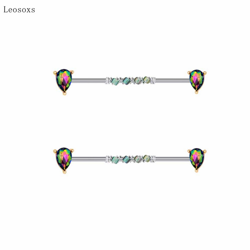 Leosoxs 2 buc. Bijuterii piercing rafinate ale unghiilor cu zirconiu multicolor cu personalitate, 2 buc.