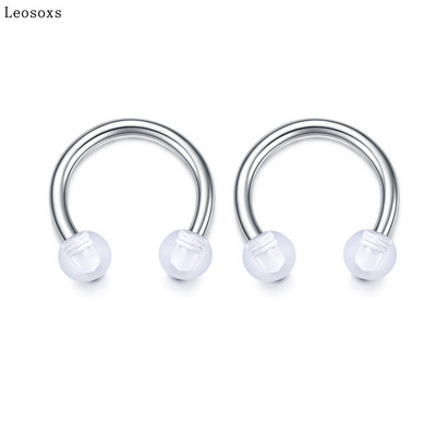 Leosoxs 2 buc Inel pentru nas rotund cu paiete potcoavă Piercing pentru corp uman Unghie hipoalergenică pentru sprâncene