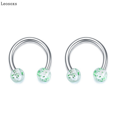 Leosoxs 2 buc Inel pentru nas rotund cu paiete potcoavă Piercing pentru corp uman Unghie hipoalergenică pentru sprâncene