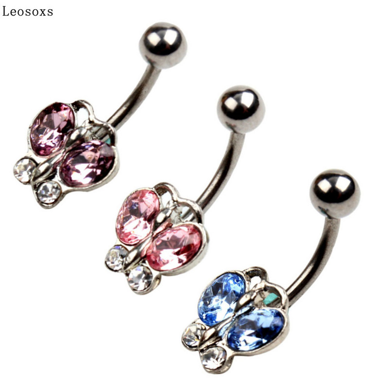 Leosoxs 1 buc Inel pentru buric fluture din oțel inoxidabil pentru piercing pentru unghii