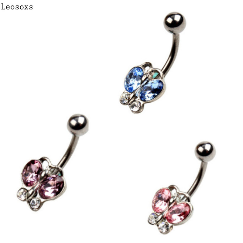 Leosoxs 1 buc Inel pentru buric fluture din oțel inoxidabil pentru piercing pentru unghii