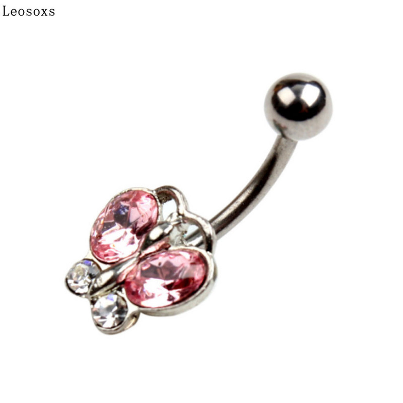 Leosoxs 1 buc Inel pentru buric fluture din oțel inoxidabil pentru piercing pentru unghii