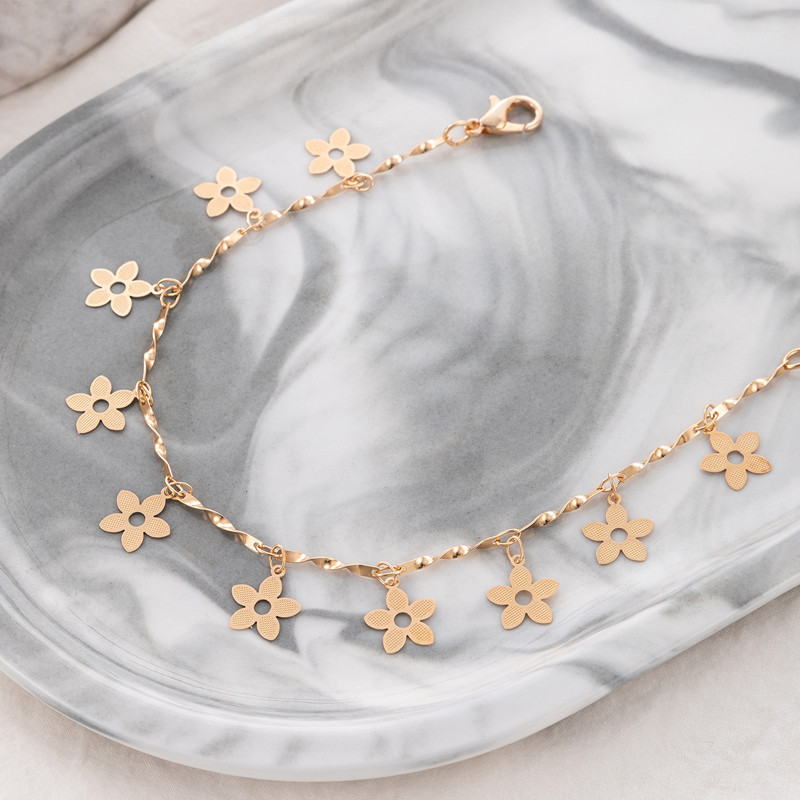 Tocona glezne boeme cu margele pentru femei stil simplu ciucuri stea picioare lanț din metal aliaj bijuterii de vară reglabile 21793