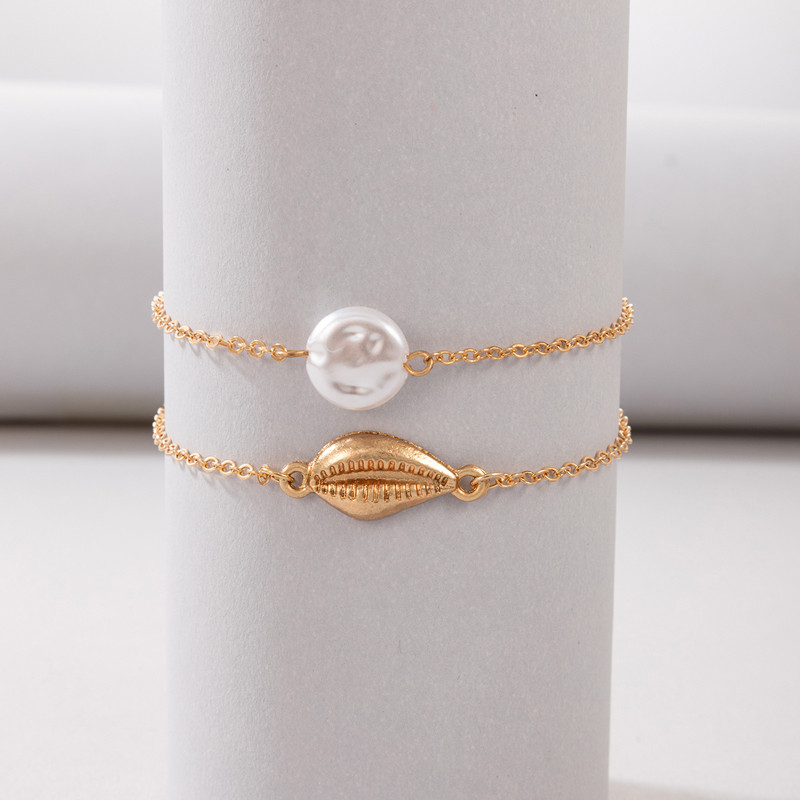 Tocona Bohemian Shell Zlaté náramky na členok pre ženy Prívesky Strapce Retiazka na nohy Letné šperky 3 ks/sady Príslušenstvo Veľkoobchod 21907