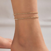 Tocona Lanț de picior cu strass colorat de lux pentru femei Brelocuri din aliaj de aur, metal, bijuterii glezne reglabile 2 buc/seturi 21473