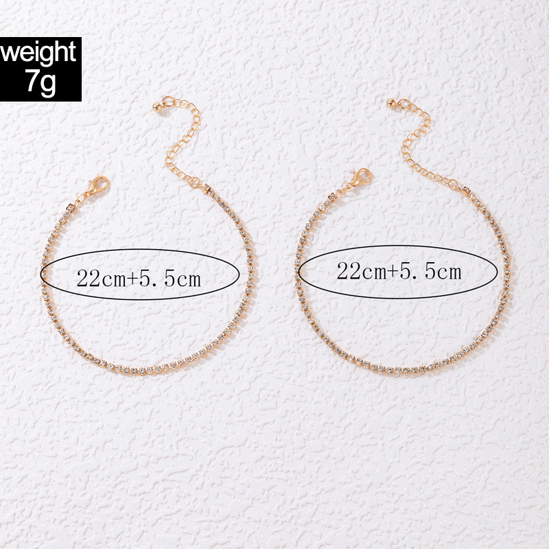 Tocona Lanț de picior cu strass colorat de lux pentru femei Brelocuri din aliaj de aur, metal, bijuterii glezne reglabile 2 buc/seturi 21473