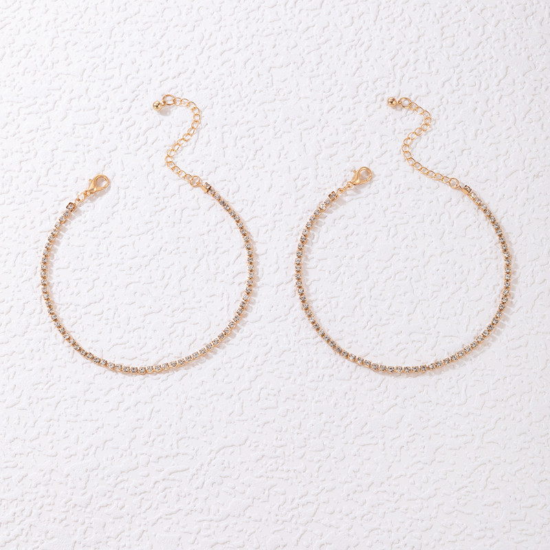 Tocona Lanț de picior cu strass colorat de lux pentru femei Brelocuri din aliaj de aur, metal, bijuterii glezne reglabile 2 buc/seturi 21473