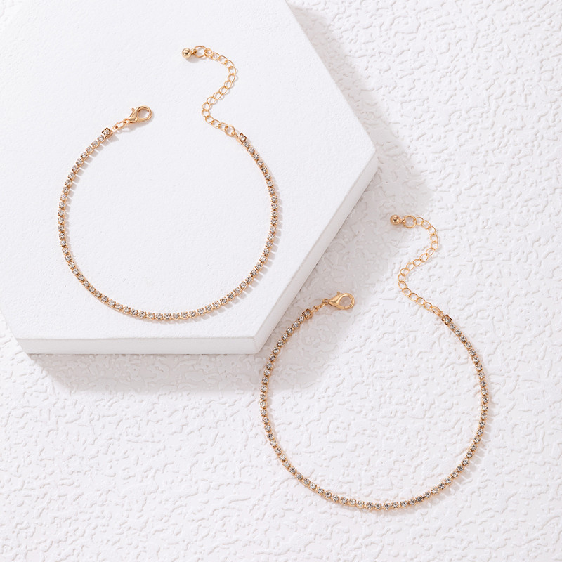 Tocona Lanț de picior cu strass colorat de lux pentru femei Brelocuri din aliaj de aur, metal, bijuterii glezne reglabile 2 buc/seturi 21473