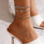 Tocona 4 buc/seturi gleznele colorate cu margele pentru femei Vara Shell Lanț gros Lanț reglabil pentru picioare Bijuterii boeme 18188