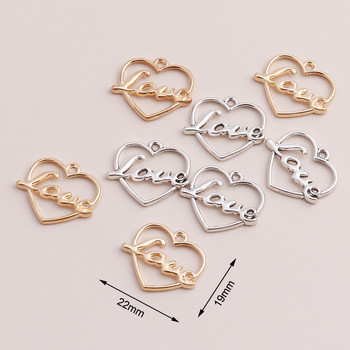 20 τμχ 22x19mm Κοίλα γεωμετρικά γράμματα Love Shape Hearts Charms Βραχιόλια & Κολιέ DIY Κρεμαστά κοσμήματα