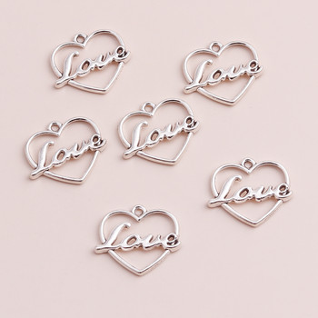 20 τμχ 22x19mm Κοίλα γεωμετρικά γράμματα Love Shape Hearts Charms Βραχιόλια & Κολιέ DIY Κρεμαστά κοσμήματα