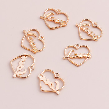 20 τμχ 22x19mm Κοίλα γεωμετρικά γράμματα Love Shape Hearts Charms Βραχιόλια & Κολιέ DIY Κρεμαστά κοσμήματα