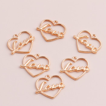 20 τμχ 22x19mm Κοίλα γεωμετρικά γράμματα Love Shape Hearts Charms Βραχιόλια & Κολιέ DIY Κρεμαστά κοσμήματα