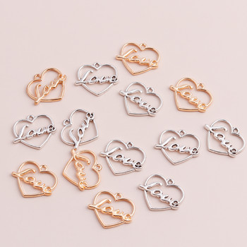 20 τμχ 22x19mm Κοίλα γεωμετρικά γράμματα Love Shape Hearts Charms Βραχιόλια & Κολιέ DIY Κρεμαστά κοσμήματα