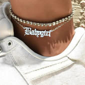 Tocona Tocona Bohemian Letter glezna stralucitoare strasuri auriu argintiu lanț pentru picioare Bijuterii reglabile pentru femei bărbați 2 buc/seturi 16409