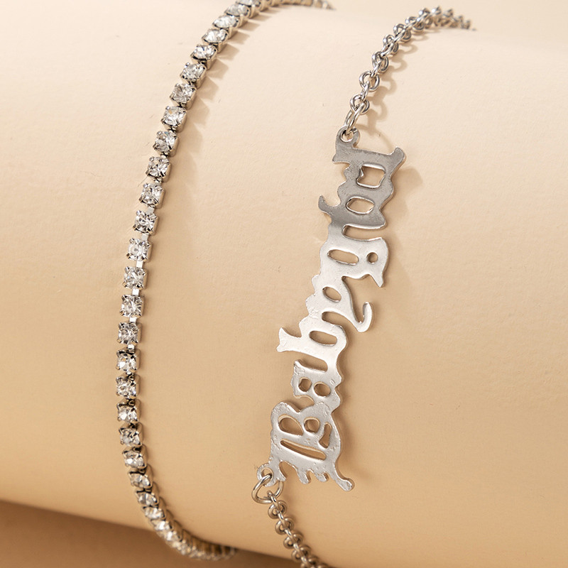 Tocona Tocona Bohemian Letter glezna stralucitoare strasuri auriu argintiu lanț pentru picioare Bijuterii reglabile pentru femei bărbați 2 buc/seturi 16409