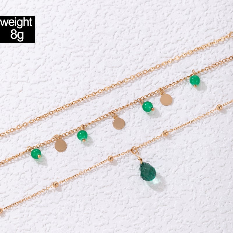 Tocona4 bucăți/set Charms, verde, picurare de ulei, ciucuri, gleznele pentru femei, la modă, lanț pentru picioare din metal, bijuterii de vară 21943