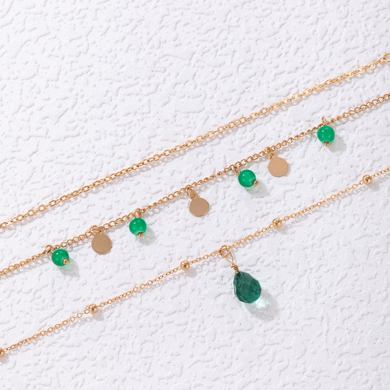 Tocona4 bucăți/set Charms, verde, picurare de ulei, ciucuri, gleznele pentru femei, la modă, lanț pentru picioare din metal, bijuterii de vară 21943