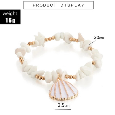 Tocona Vară gleznă din piatră naturală pentru femei Brelocuri coajă din aliaj de mărgele metalice reglabile accesorii de bijuterii boeme 8602