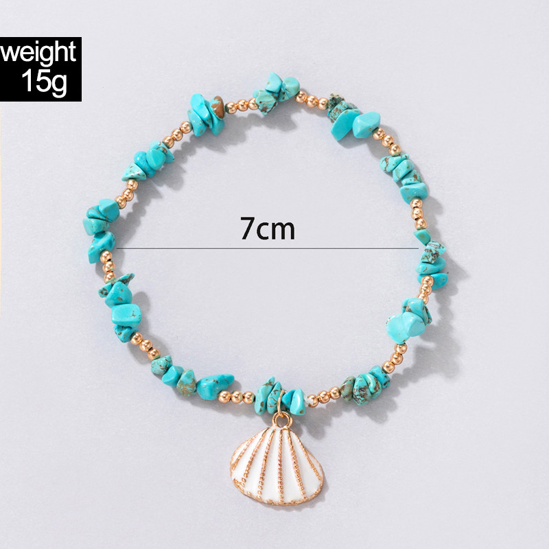 Tocona Vară gleznă din piatră naturală pentru femei Brelocuri coajă din aliaj de mărgele metalice reglabile accesorii de bijuterii boeme 8602