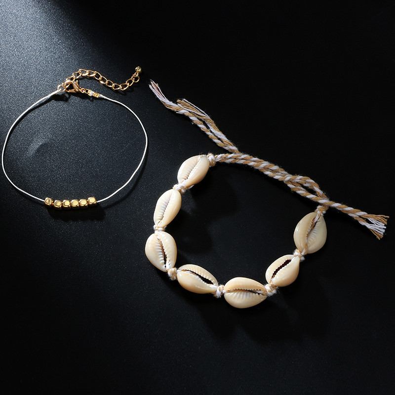 Tocona Boemia Shell frânghie gleznele pentru femei bărbați lucrate manual reglabil aliaj metal picior lanț vară bijuterii accesorii