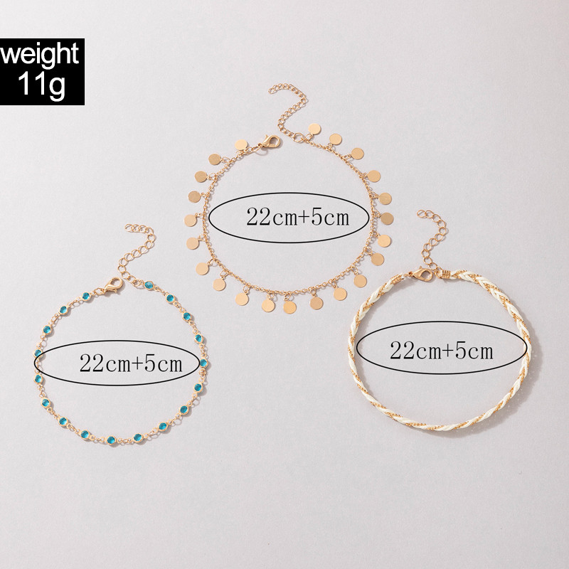 Tocona Boemia albastru cristal piatră glezne pentru femei ciucuri cerc frânghie snur gleznă multistrat de petrecere bijuterii accesorii