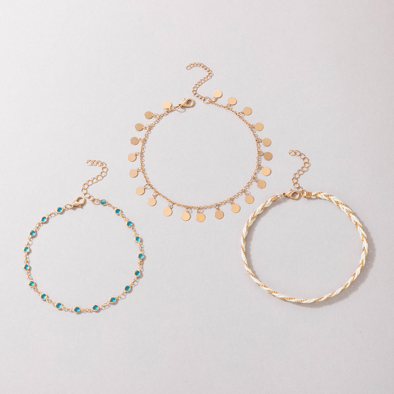 Tocona Boemia albastru cristal piatră glezne pentru femei ciucuri cerc frânghie snur gleznă multistrat de petrecere bijuterii accesorii