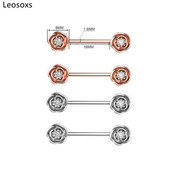 Leosoxs 1 pereche de inel pentru sân cu zirconiu, unghii pentru sân, bijuterii pentru piercing pentru corp din oțel inoxidabil 14G