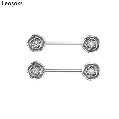 Leosoxs 1 pereche de inel pentru sân cu zirconiu, unghii pentru sân, bijuterii pentru piercing pentru corp din oțel inoxidabil 14G