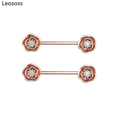 Leosoxs 1 pereche de inel pentru sân cu zirconiu, unghii pentru sân, bijuterii pentru piercing pentru corp din oțel inoxidabil 14G