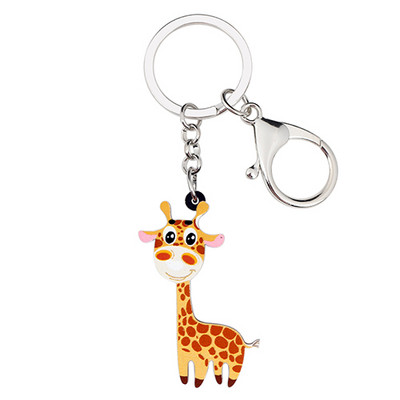 Bonsny Acrilic Dulce Zâmbet Girafă Breloc Breloc Inele Bijuterii Anime pentru Femei Fete Cadou Adolescent Pandantiv Geanta de mână Brelocuri pentru mașină